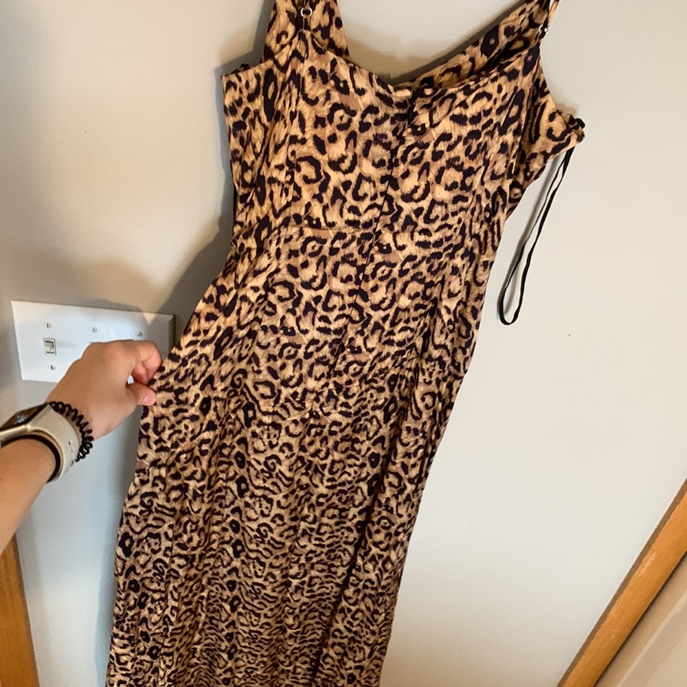 Leopard Print Maxi Slip Dress - Brown/Black - Picture 4 of 7